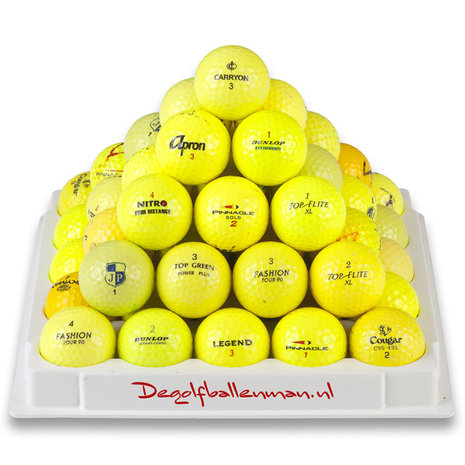 50 Gele Golfballen - 50 Lakeballs - Geel